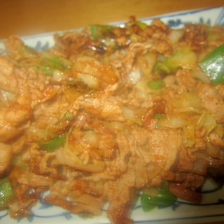 豚肉とキャベツと椎茸とピーマン野菜炒めたれグリル